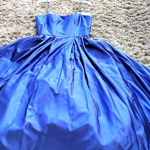 Blue Strapless Hi-low Ballgown
